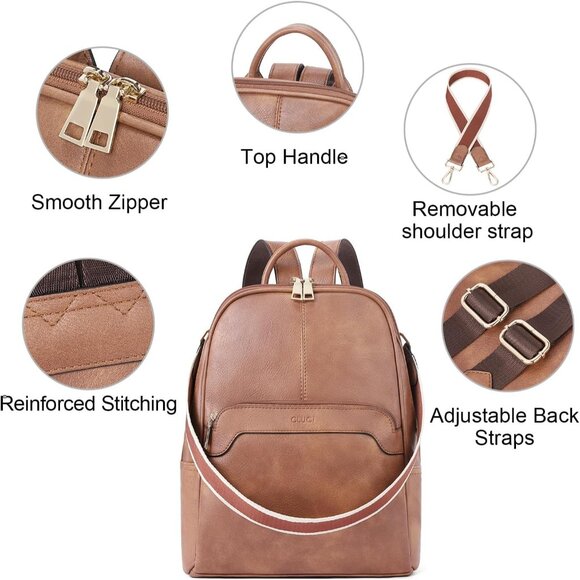 Elegant Medium Faux Leather Backpack for Women - Stylish Convertible Purse - Picture 5 of 8